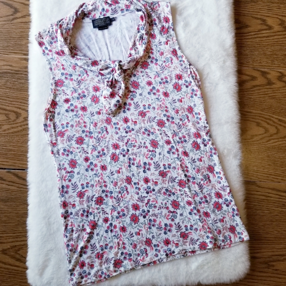 Pendleton Floral Sleeveless Tank Top Small